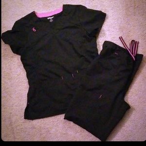 Pink and black scrubs